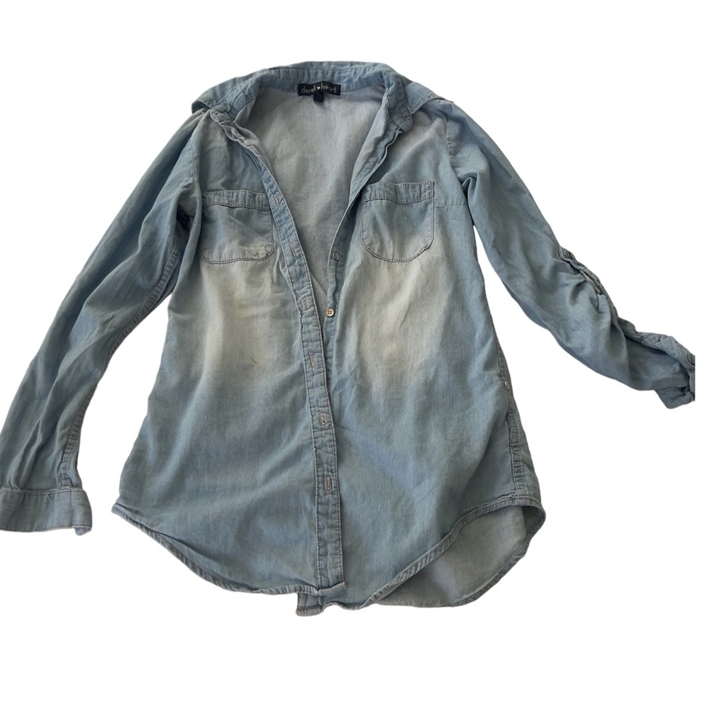 Medium button up light blue top